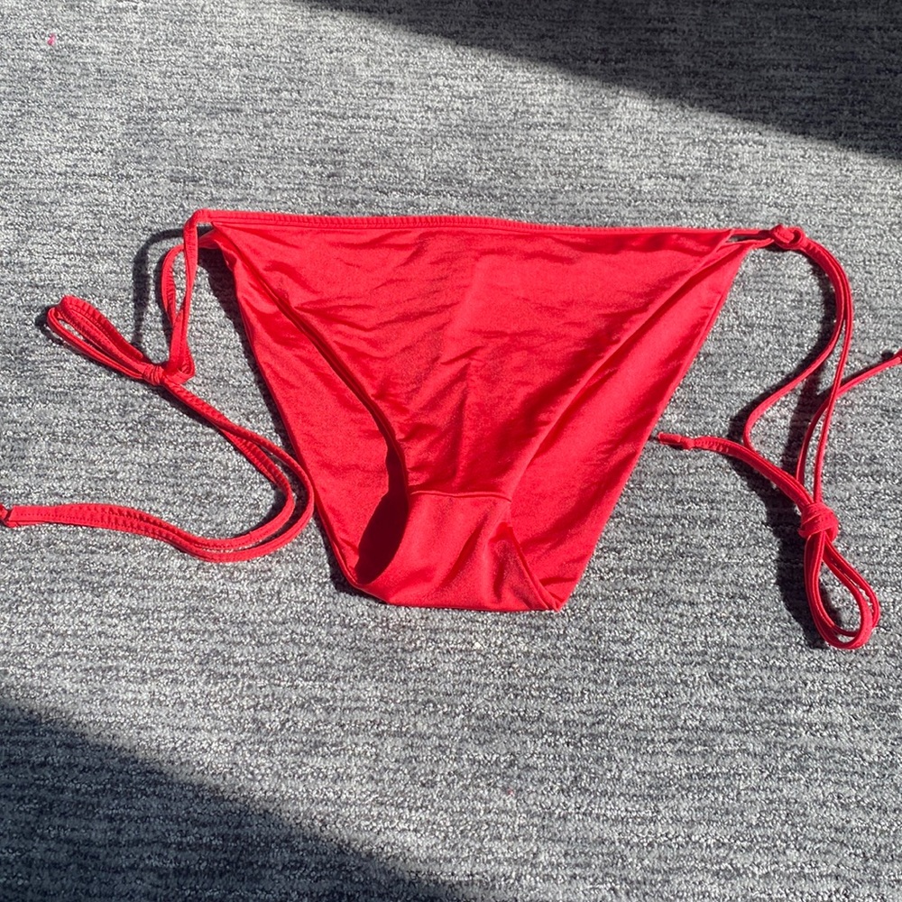 Pretty little thing red bikini bottom with adjustable waist ties